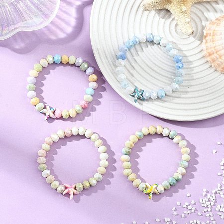 Glass & Synthetic Turquoise Beaded Bracelets BJEW-JB13889-02-1