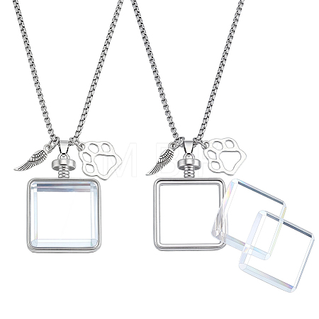 2Pcs Stainless Steel Chain Necklaces NJEW-DR00047-1