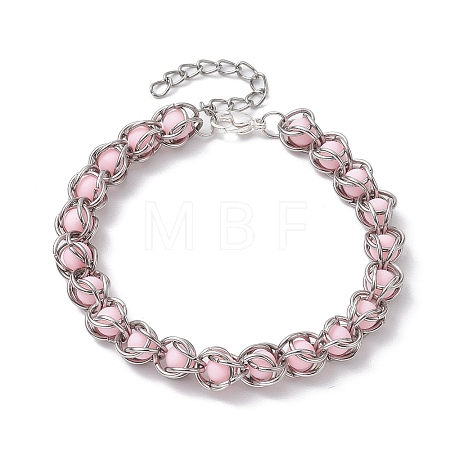 Opaque Acrylic Beaded Bracelets BJEW-JB10228-1
