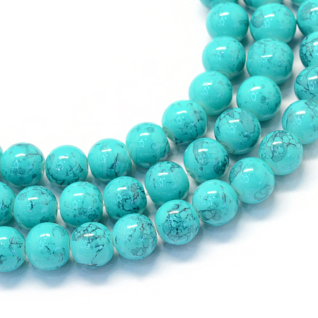 Baking Paint Glass Round Bead Strands X-DGLA-Q019-8mm-56-1