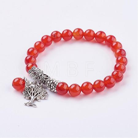 Natural Carnelian(Dyed & Heated) Stretch Bracelets BJEW-F262-A04-1