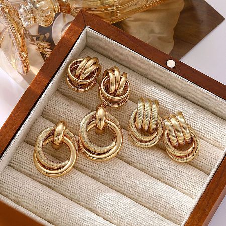 3 Pairs Retro Alloy Stud Earrings FS-WG5E7DF-01-1