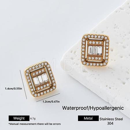 304 Stainless Steel Rhinestone Stud Earrings for Women DD3095-1-1