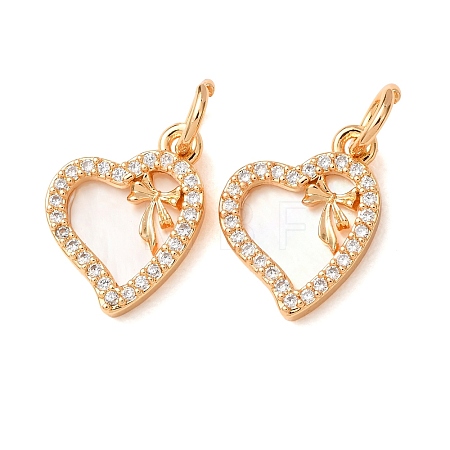 Brass Micro Pave Clear Cubic Zirconia with Shell Charms CU-CBAEC99-21G-1