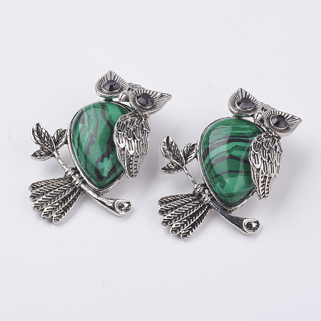 Natural Malachite Pendants G-E442-01N-1
