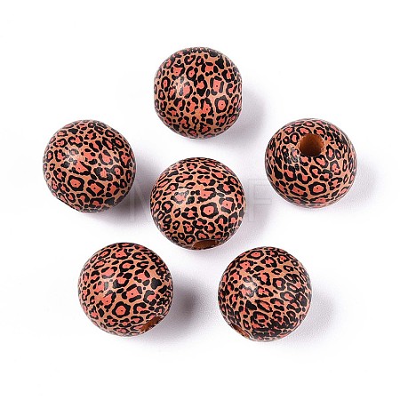Printed Schima Wood Beads WOOD-N017-01C-1