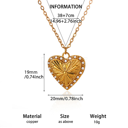Brass Micro Pave Clear Cubic Zirconia Pendant Necklaces WGAA499-04-1