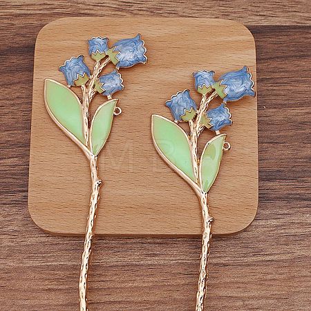 Ancient Style Alloy with Enamel Hair Stick Findings PW-WGE2409-05-1