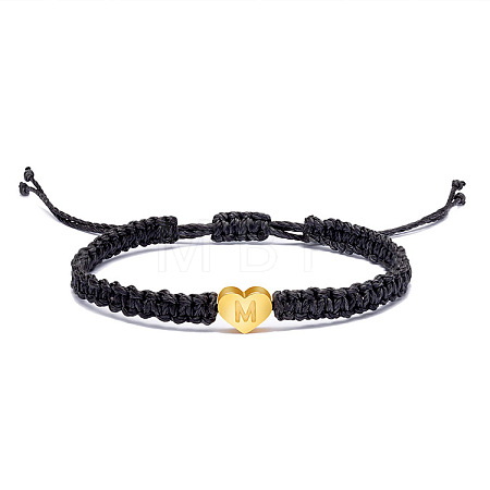 Alloy Heart with Letter Pattern Bead Braided Bead Bracelets FS-WGEB992-13-1