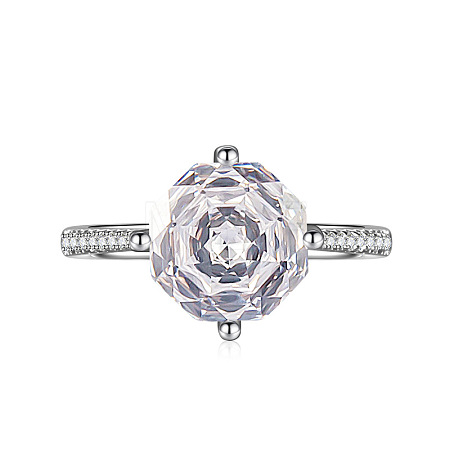 Adjustable Brass with Cubic Zirconia Cuff Rings FS-WGFA75B-01-1