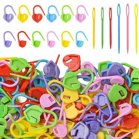 204Pcs 12 Styles Eco-Friendly ABS Plastic Knitting Crochet Locking Stitch Markers Holder IFIN-FS0001-67-1
