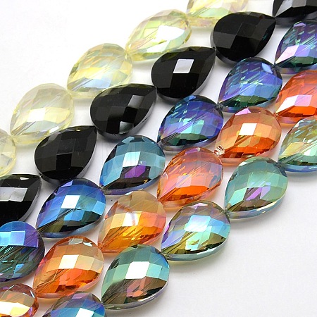 Electroplate Crystal Glass Teardrop Beads Strands EGLA-F067-M-1