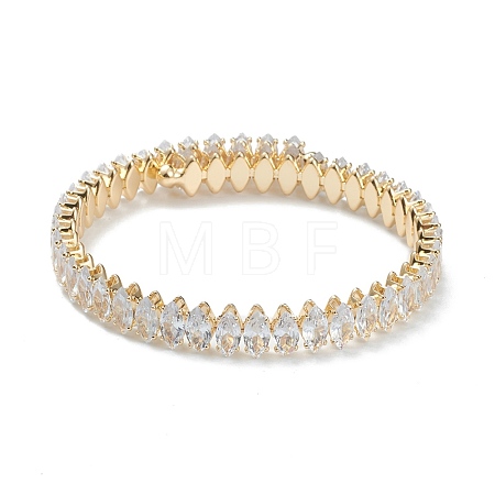 Brass Micro Pave Clear Cubic Zirconia Bangles BJEW-A116-04G-B-1