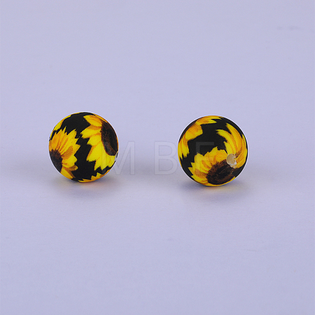 Printed Round Silicone Focal Beads SI-JX0056A-37-1
