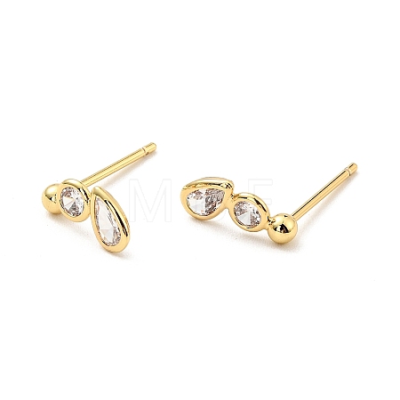 Clear Cubic Zirconia Teardrop Stud Earrings X-EJEW-G297-22G-1