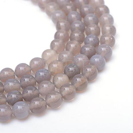 Round Natural Grey Agate Bead Strands G-R345-6mm-07-1