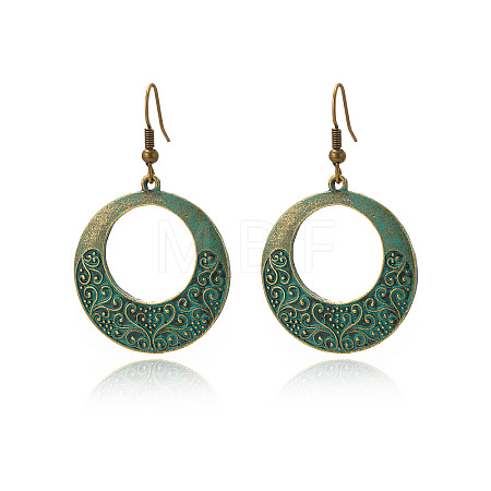 Bohemian Style Alloy Synthetic Turquoise Dangle Earrings FS-WG7654C-08-1