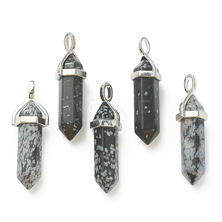 Natural Snowflake Obsidian Pointed Pendants G-M378-01P-A09-1
