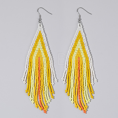 Handmade Glass Seed Beads Tassel Dangle Earrings EN2812-10-1