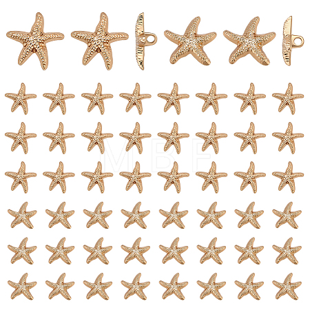 60Pcs 2 Styles 1-Hole Alloy Shank Buttons BUTT-PH0001-79KCG-1