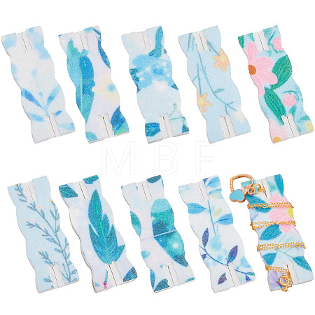 10Pcs 10 Styles Flower Printed Felt Necklace Display Cards DIY-SC0033-86B-1