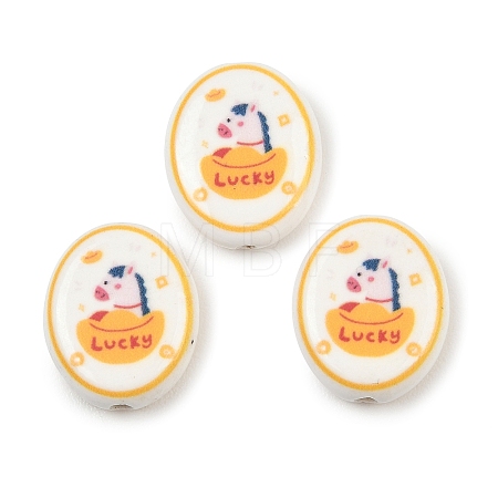 Printed Handmade Porcelain Beads PORC-B009-01A-1