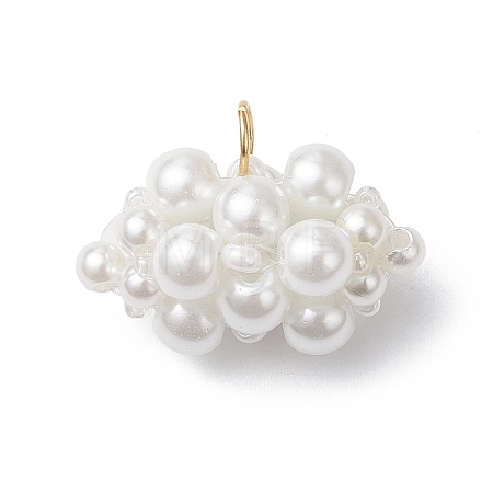 Pearlized Glass Pearl Beads Pendants PALLOY-MZ01101-01-1