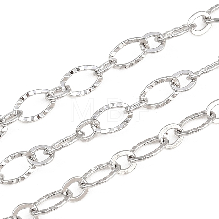 304 Stainless Steel Textured Oval Link Chains CHS-P028-11P-1