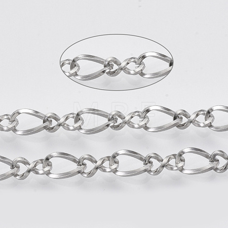 Tarnish Resistant 304 Stainless Steel Figaro Chains STAS-R100-18-1