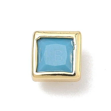 Square Brass Micro Pave Cubic Zirconia Cabochons KK-P345-13G-E08-1