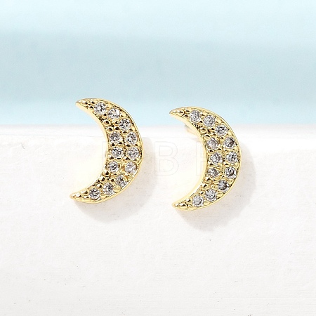 Moon Brass Micro Pave Cubic Zirconia Stud Earrings for Women CU-CBAE7DF-38G-1