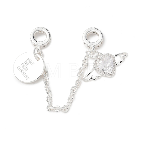 Brass Micro Pave Clear Cubic Zirconia Cable Chain European Beads KK-G531-07B-S-1