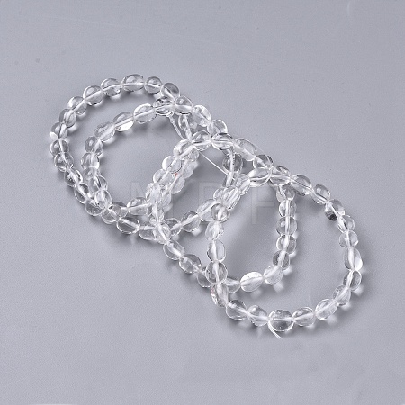 Natural Quartz Crystal Bead Stretch Bracelets BJEW-K213-28-1