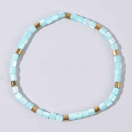 Bohemian Style Natural Shell Column Beads Stretch Bracelets for Women WU0042-5-1