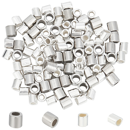 100Pcs 2 Styles 925 Sterling Silver Tube Beads FIND-GO0001-46-1