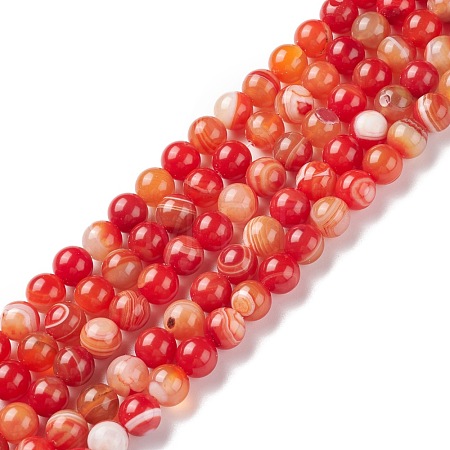 Natural Striped Agate/Banded Agate Bead Strands G-K155-A-10mm-05-1