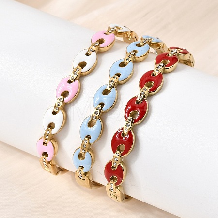 304 Stainless Steel Enamel Hinged Bangles BJEW-B168-01G-1