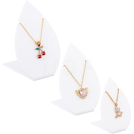 3Pcs 3 Sizes Opaque Acrylic Slant Back Necklace Display Stands NDIS-WH0012-13-1