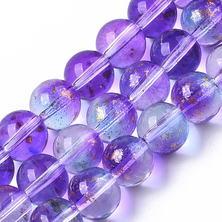 Transparent Spray Painted Glass Bead Strands GLAA-N035-03D-B03-1