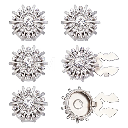 6Pcs Alloy Rhinestone Cufflinks BUTT-ME0001-33-1
