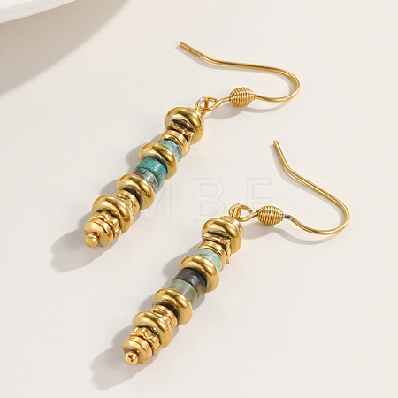 304 Stainless Steel & African Turquoise(Jasper) Dangle Earrings for Women WG35C69-01-1