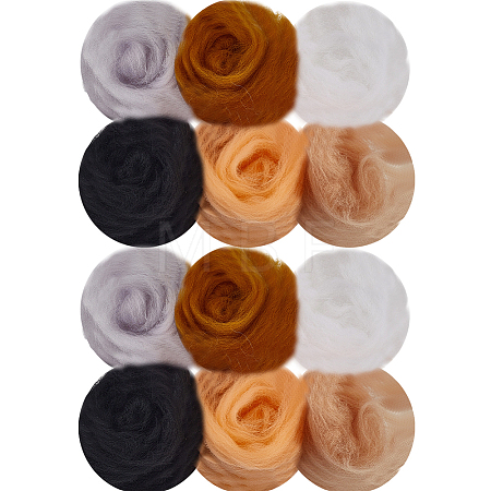 18Pcs 6 Colors DIY Wool Roving DIY-SP0005-70C-1