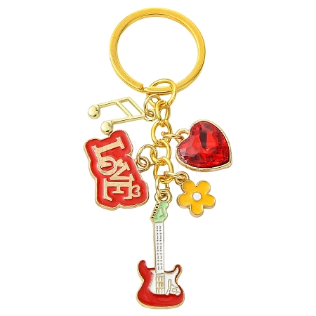 Glass Rhinestone & Alloy Enamel Keychains KEYC-YW00293-1