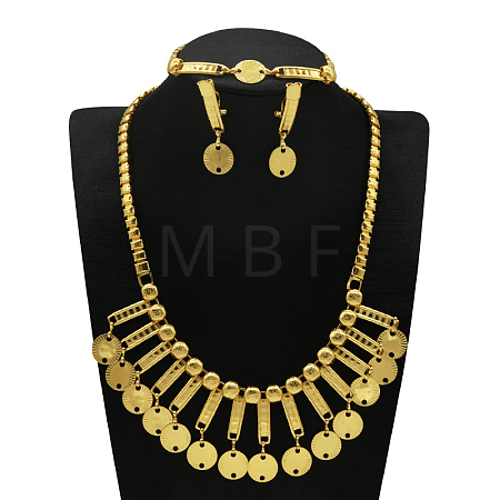 Alloy Chain Necklaces & Stud Earrings & Bracelets Sets FS-WG5EDEB-03-1