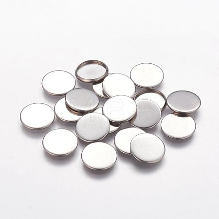 Tarnish Resistant Flat Round 304 Stainless Steel Plain Edge Bezel Cups STAS-S028-29-1