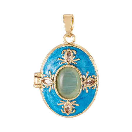 1Pc Brass Enamel Locket Pendants FIND-TA0010-71A-1