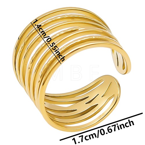 Minimalist 304 Stainless Steel Wide Band Cuff Open Rings for Women LX1844-2-1
