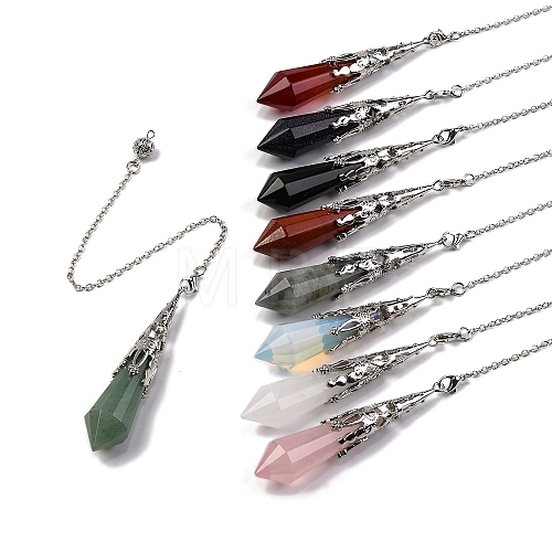 Natural & Synthetic Gemstone Pointed Dowsing Pendulum Big Pendants G-H285-06P-A-1