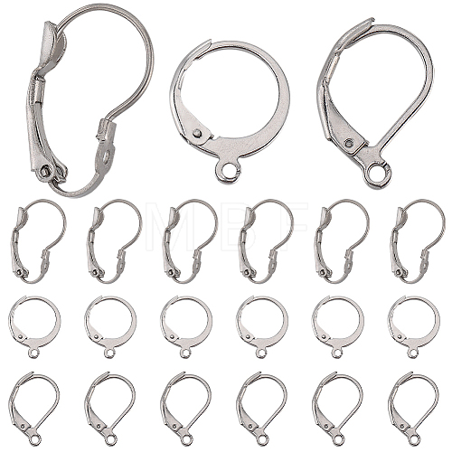 SUNNYCLUE 60Pcs 3 Styles 304 Stainless Steel Leverback Earring Findings STAS-SC0008-14-1