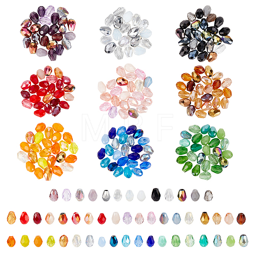 225Pcs 9 Color Opaque & Transparent Glass Beads GLAA-NB0001-64-1